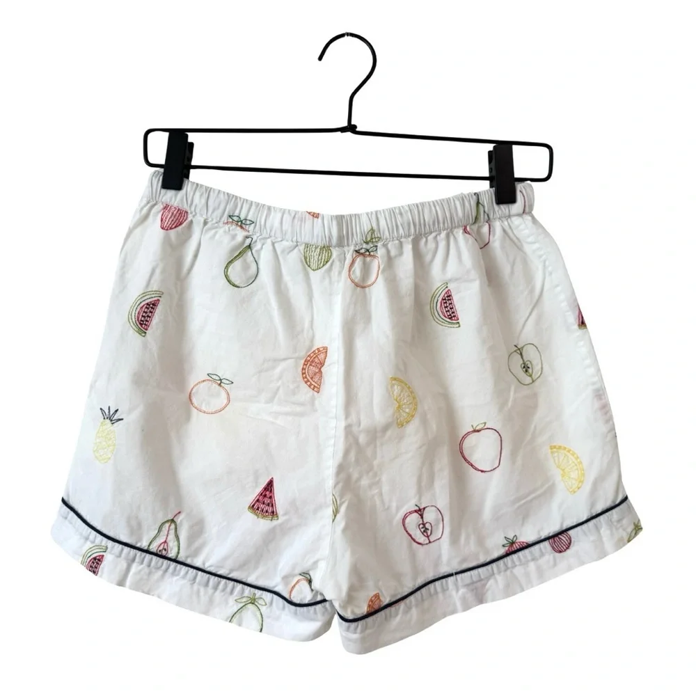 Printfresh Anthropologie Embroidered Fruit Pajama Shorts XS‎ Lounge Cozy
